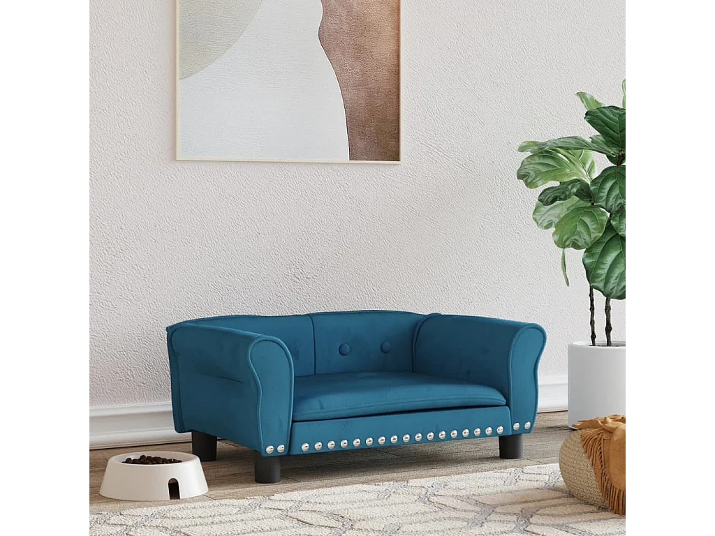 West Branch  Lit pour cen bleu 70x45x30 cm velours