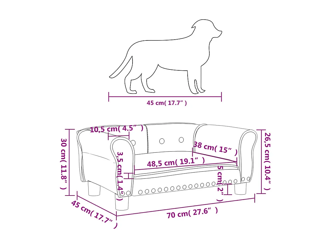 West Branch  Lit pour cen bleu 70x45x30 cm velours