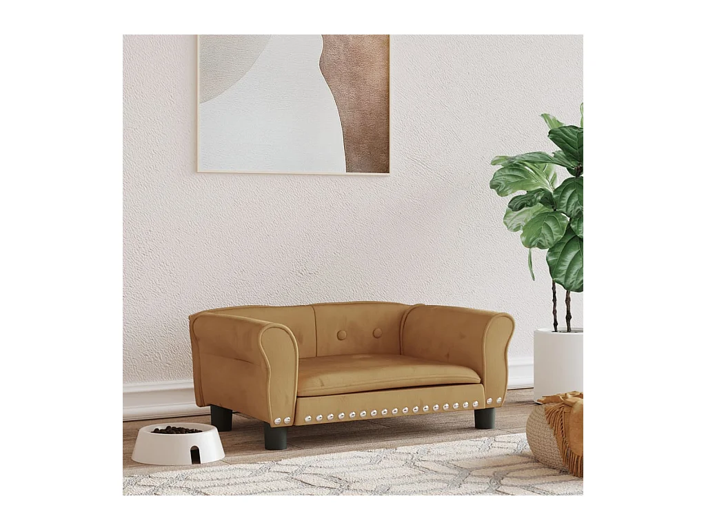 West Branch  Lit pour cen marron 70x45x30 cm velours