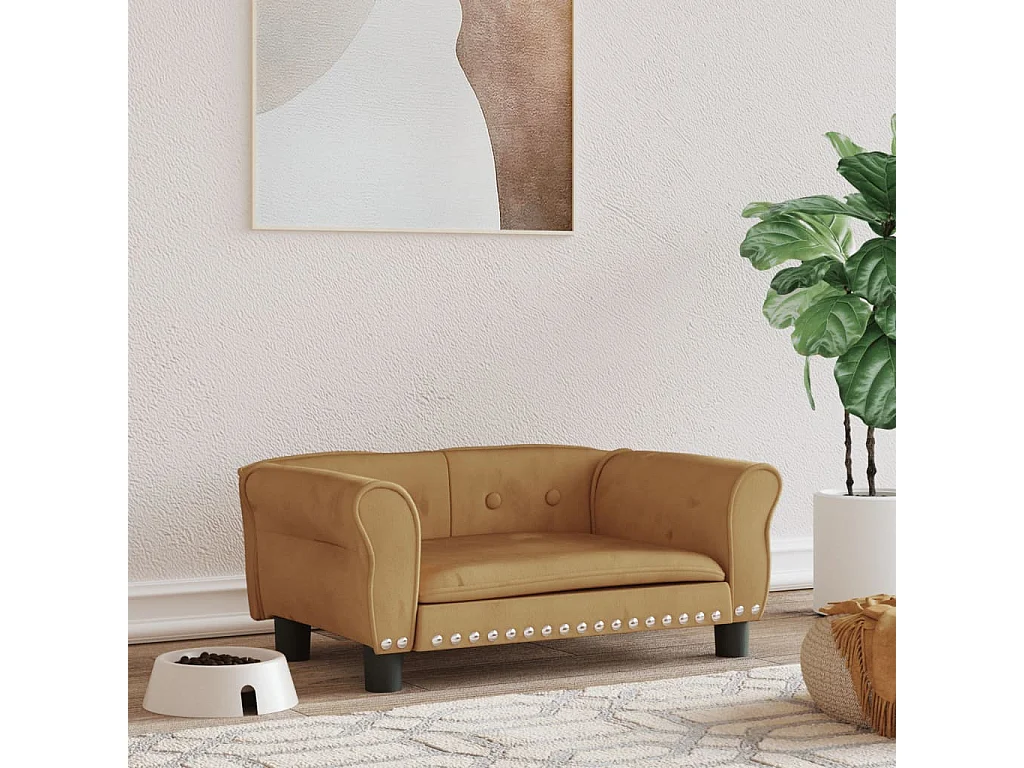 West Branch  Lit pour cen marron 70x45x30 cm velours