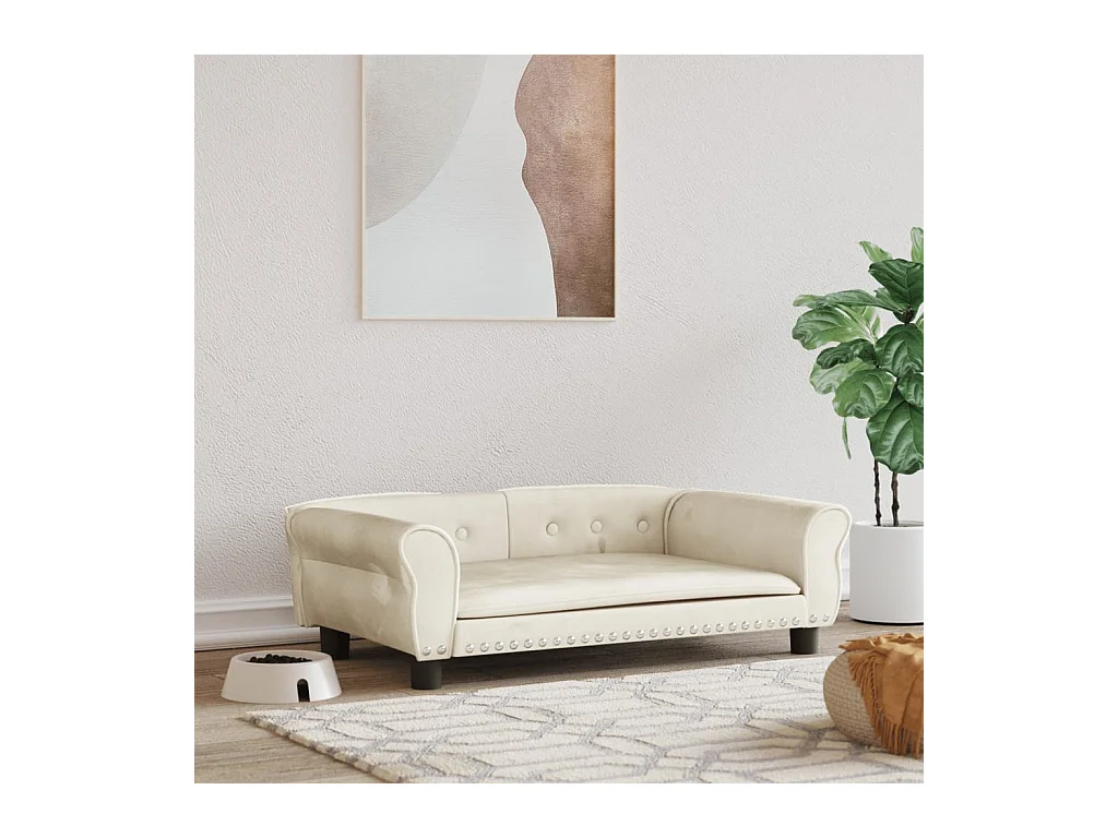 West Branch  Lit pour cen crème 95x55x30 cm velours