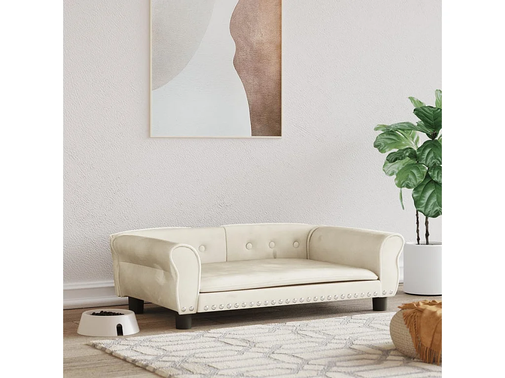 West Branch  Lit pour cen crème 95x55x30 cm velours