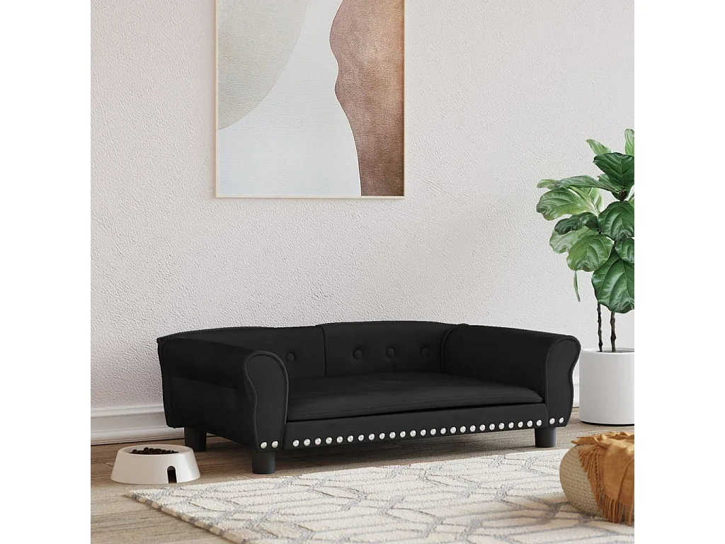 West Branch  Lit pour cen noir 95x55x30 cm velours