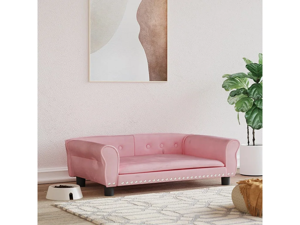 West Branch  Lit pour cen rose 95x55x30 cm velours