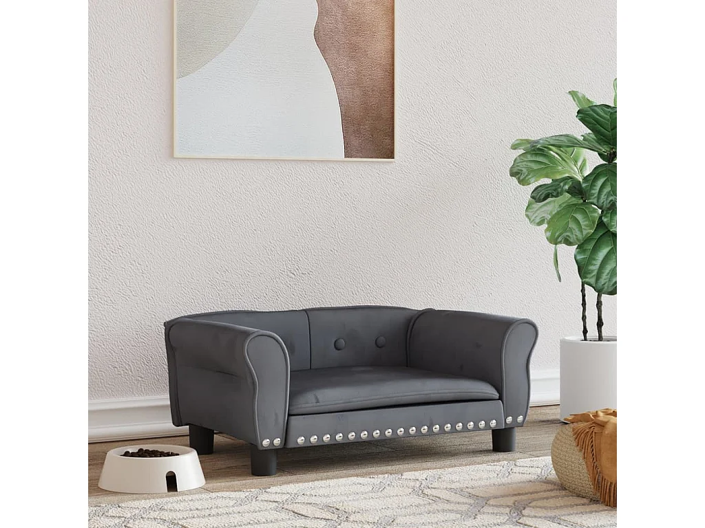 West Branch  Lit pour cen gris foncé 70x45x30 cm velours