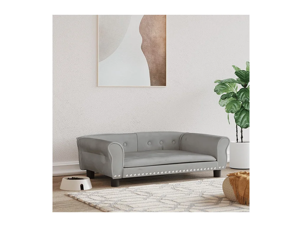 West Branch  Lit pour cen gris clair 95x55x30 cm velours