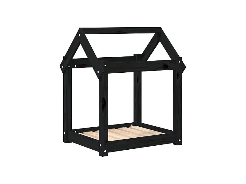 Naomi  Cama para perros madera maciza de pino negro 61x50x70 cm