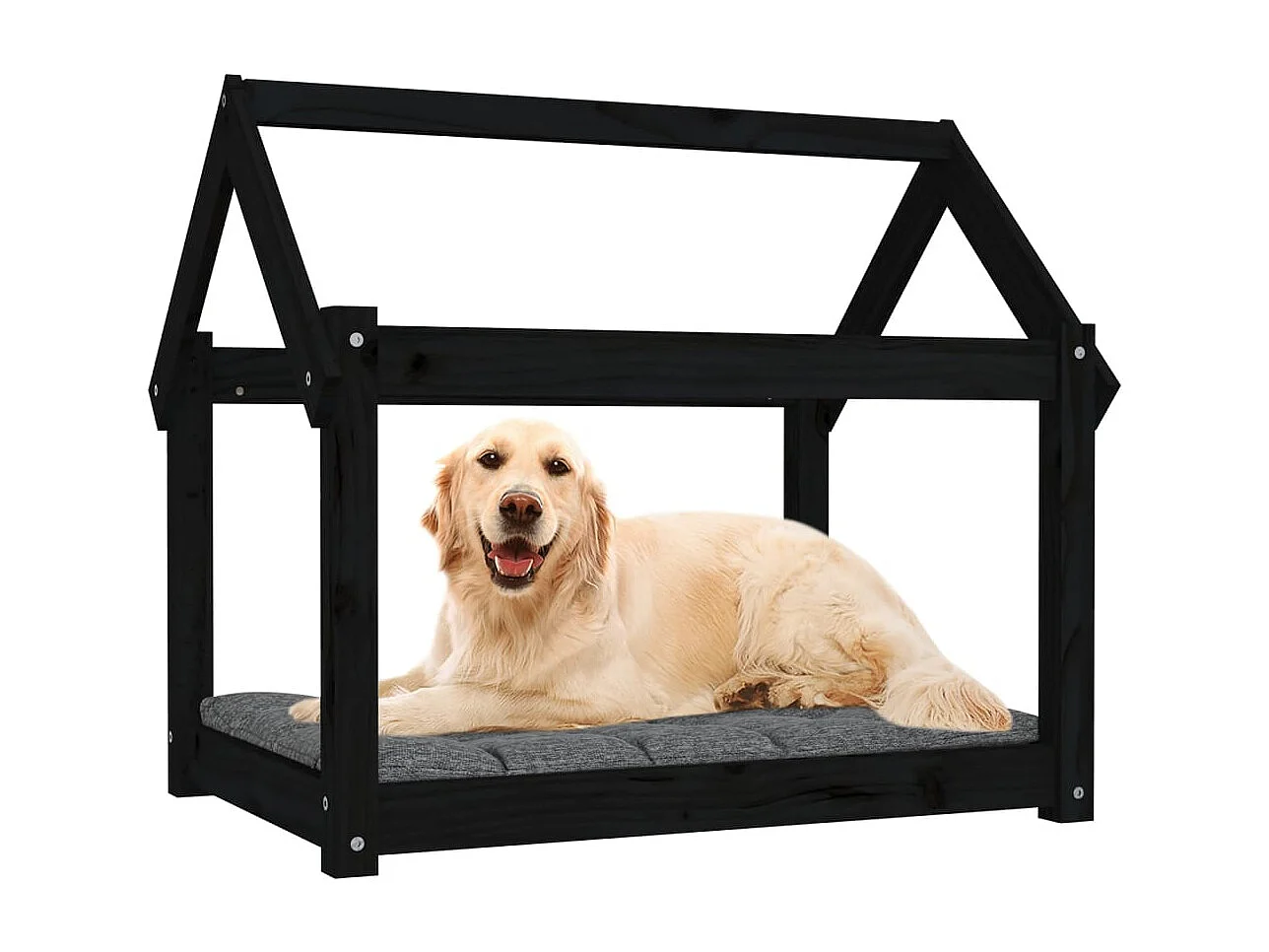 Naomi  Lit pour cen Noir 81x60x70 cm Bois de pin solide