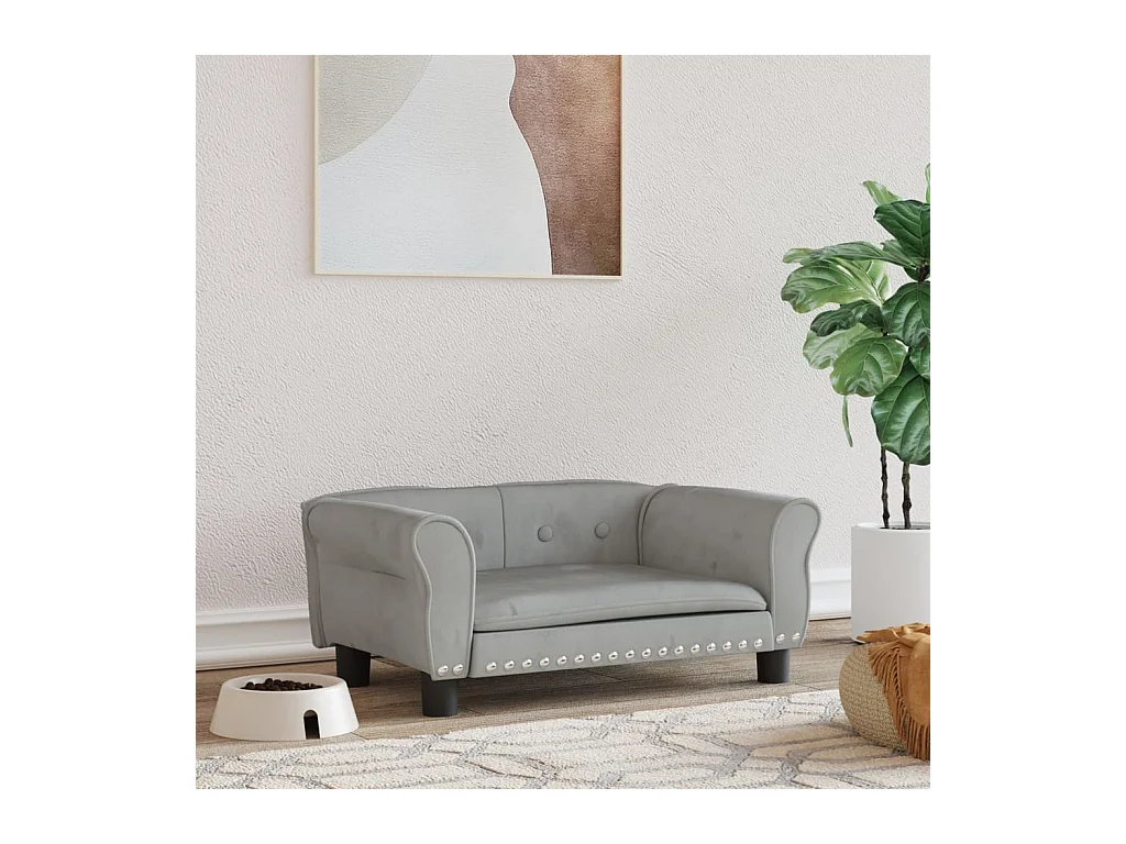 West Branch  Lit pour cen gris clair 70x45x30 cm velours