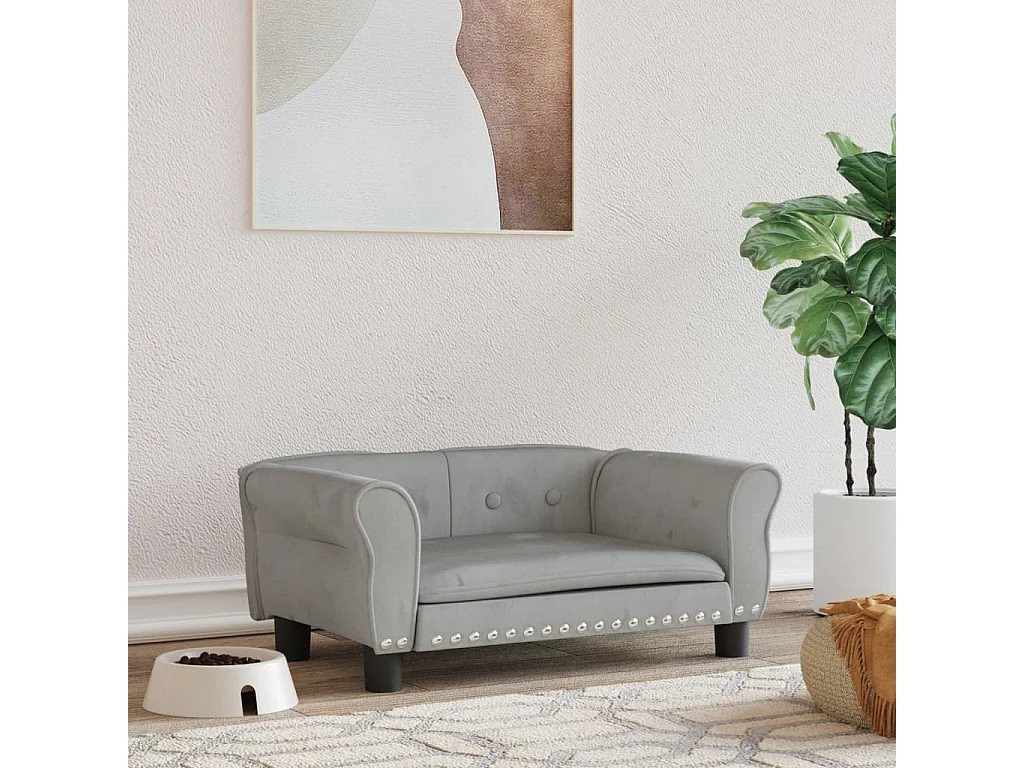 West Branch  Lit pour cen gris clair 70x45x30 cm velours