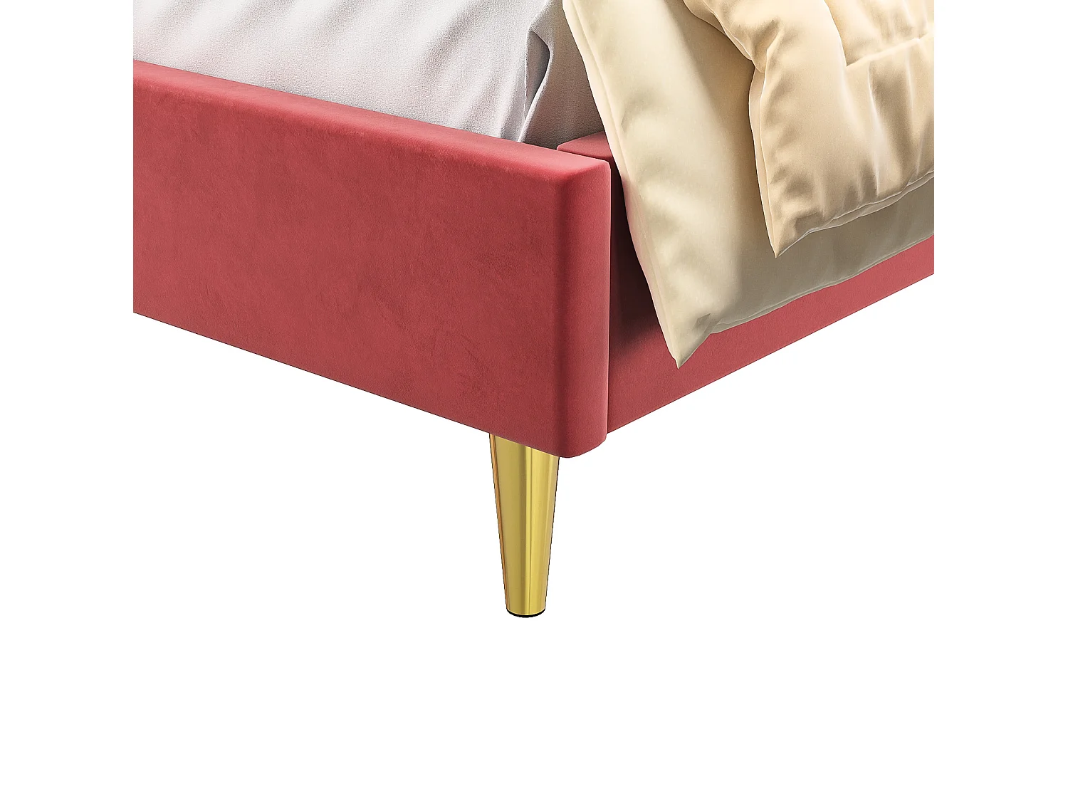 Tweepersoonsbed 140 x 200 cm, gestoffeerd, met bloemvormig hoofdeinde en lattenbodem, rood