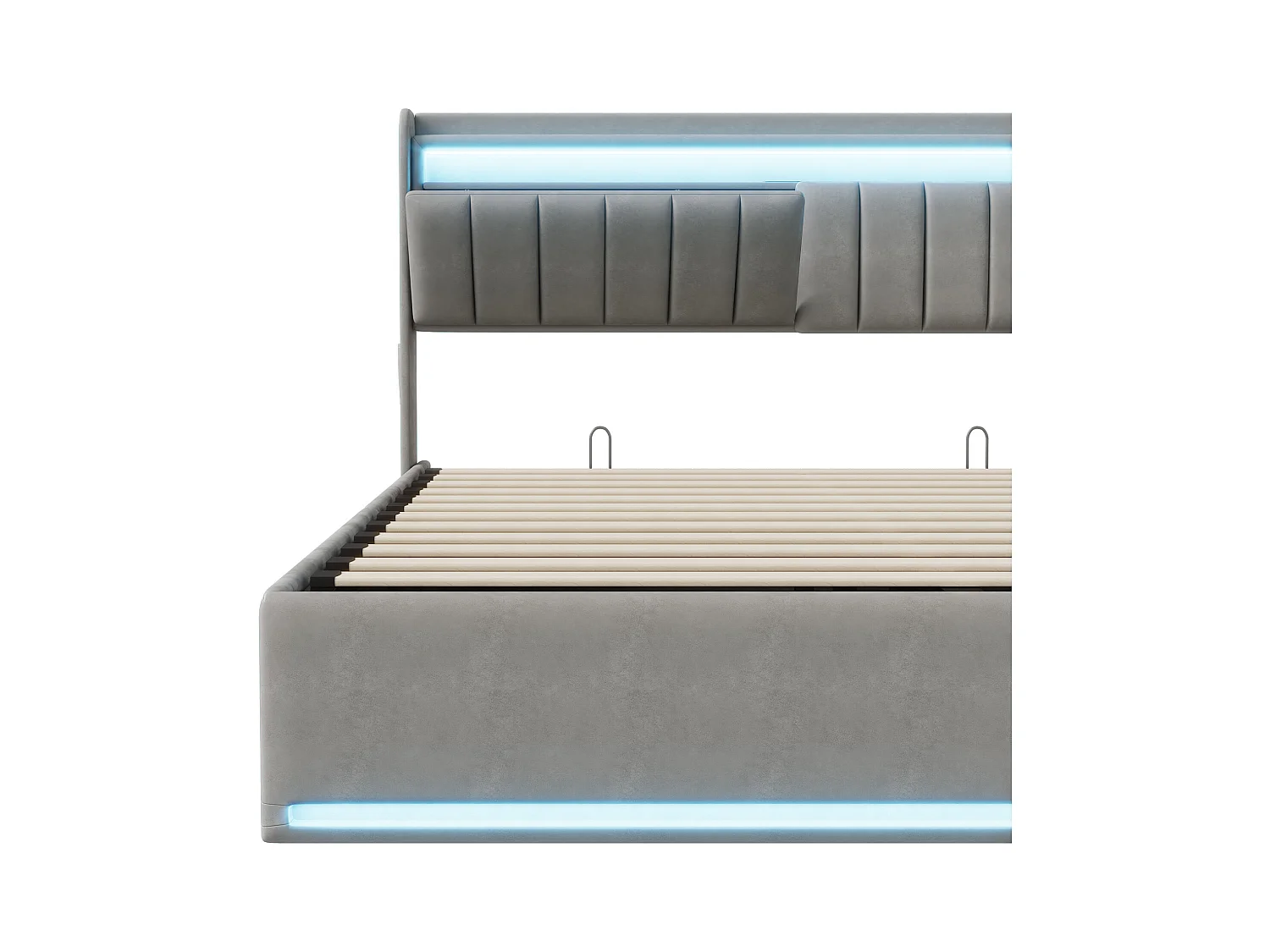 140x200 opbergbed met bodem, gestoffeerd tweepersoonsbed, opbergbedden voor volwassenen met bodem, grijs