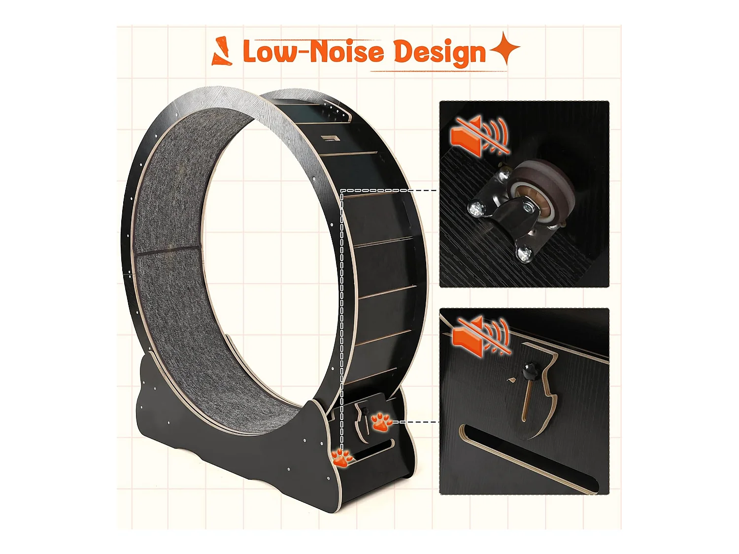 YODOLLA Roue d'Exercice pour Chat 110cm, Roue d'exercice silencieuse pour chats d'intérieur pour santé & divertissement, Noir