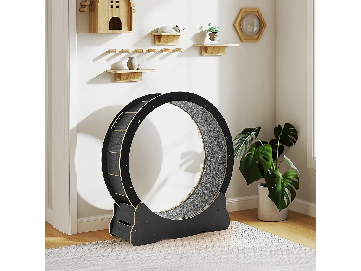 YODOLLA Roue d'Exercice pour Chat 110cm, Roue d'exercice silencieuse pour chats d'intérieur pour santé & divertissement, Noir