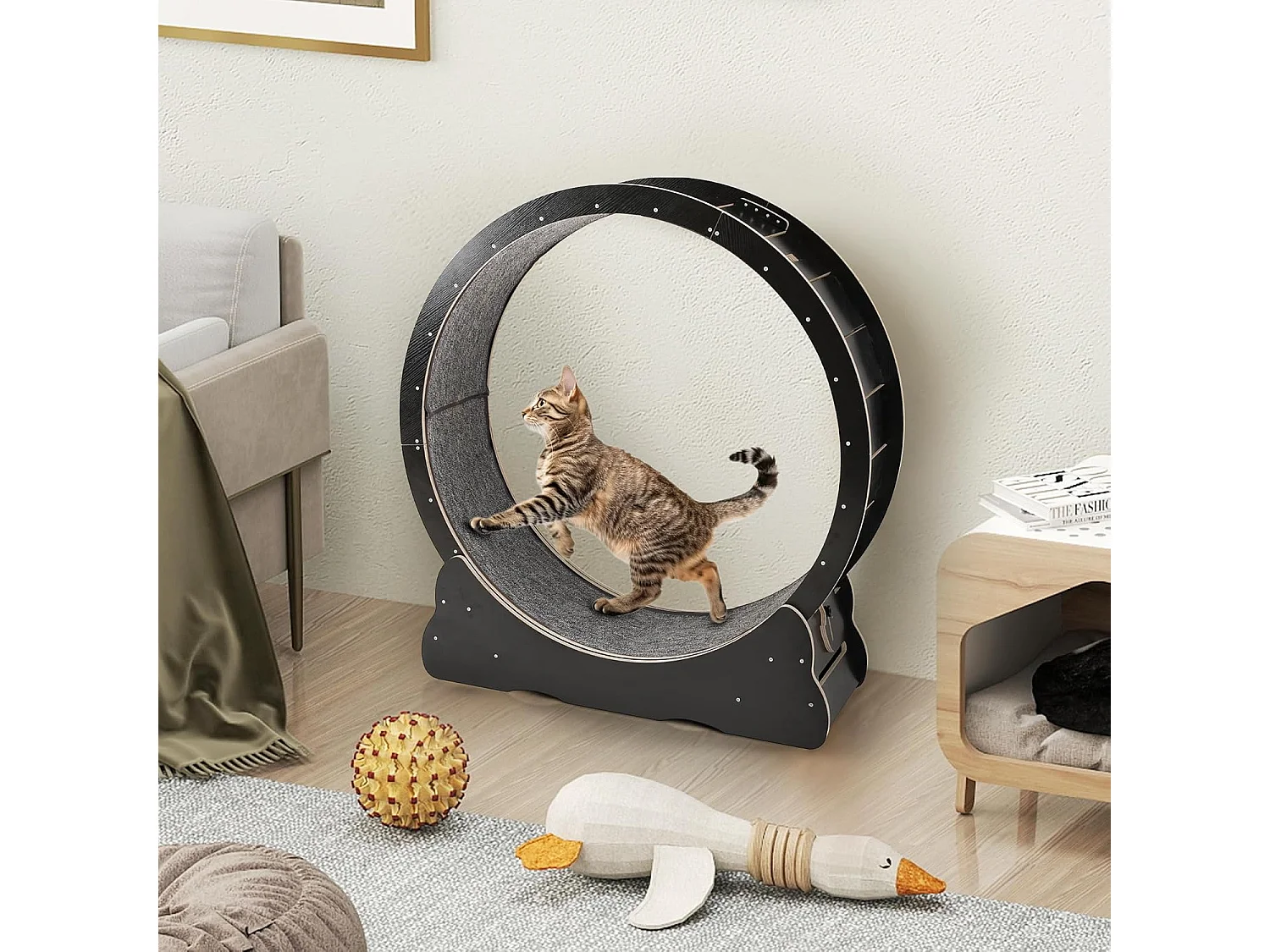 YODOLLA Roue d'Exercice pour Chat 110cm, Roue d'exercice silencieuse pour chats d'intérieur pour santé & divertissement, Noir