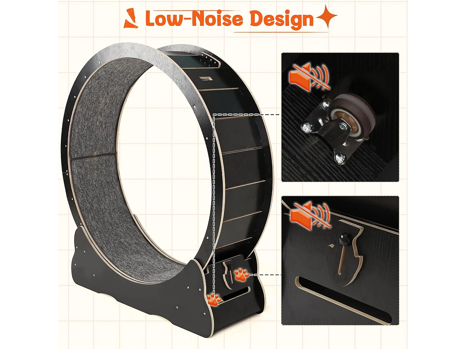 YODOLLA Roue d'Exercice pour Chat 110cm, Roue d'exercice silencieuse pour chats d'intérieur pour santé & divertissement, Noir