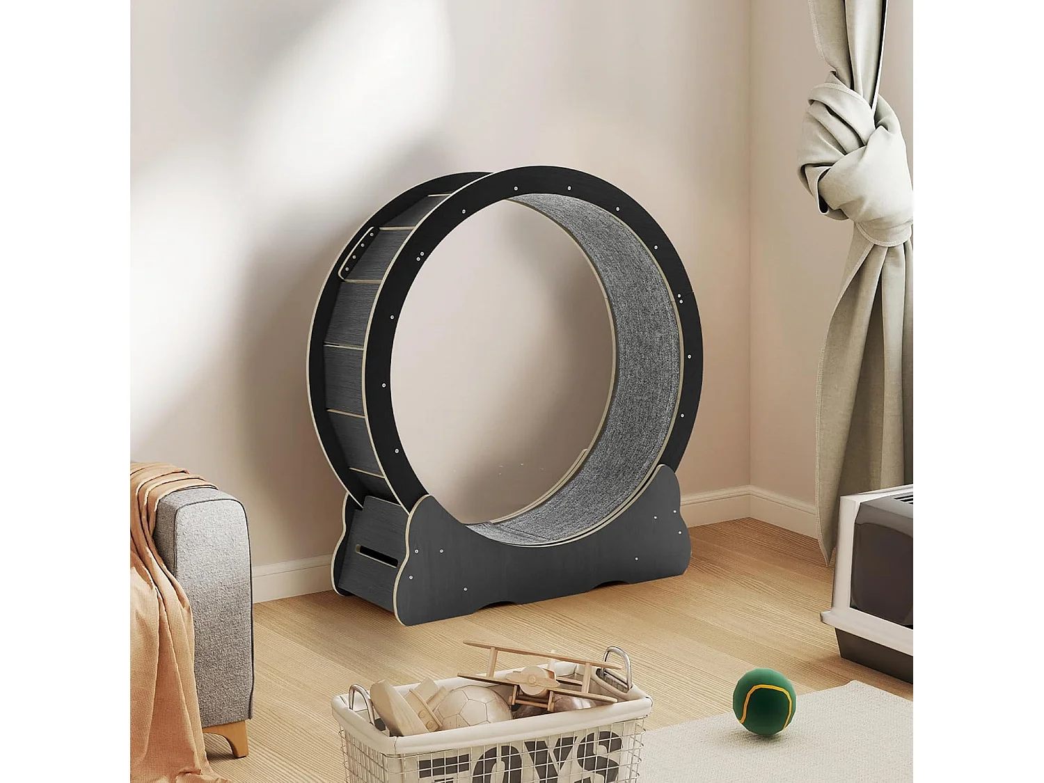 YODOLLA Roue d'Exercice pour Chat 110cm, Roue d'exercice silencieuse pour chats d'intérieur pour santé & divertissement, Noir