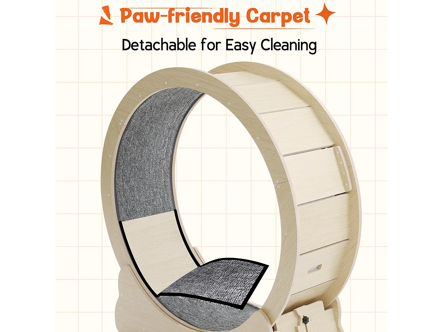 YODOLLA Roue d'Exercice pour Chat 110cm, Roue d'exercice silencieuse pour chats d'intérieur pour santé & divertissement, Beige