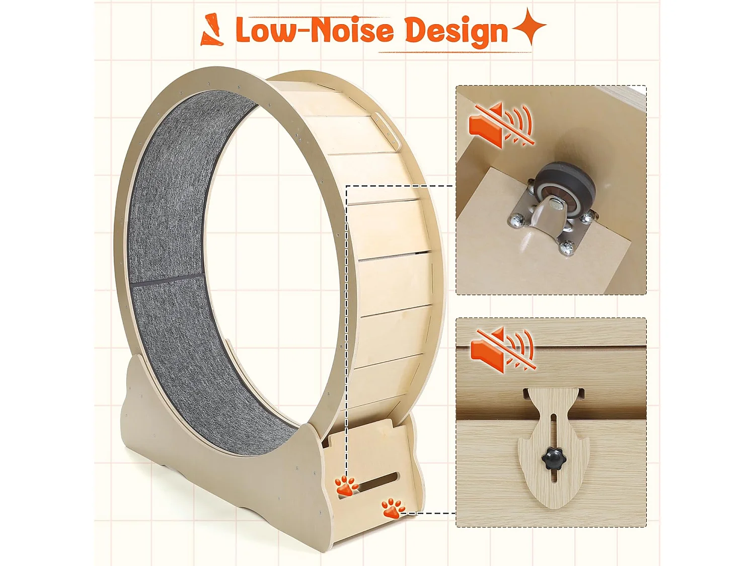 YODOLLA Roue d'Exercice pour Chat 110cm, Roue d'exercice silencieuse pour chats d'intérieur pour santé & divertissement, Beige