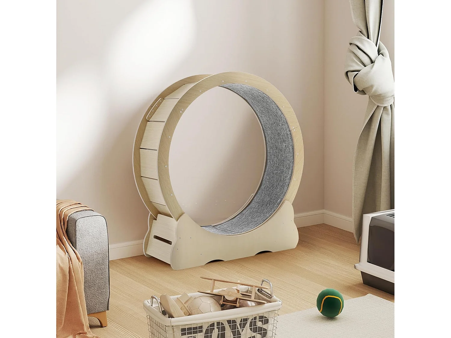 YODOLLA Roue d'Exercice pour Chat 110cm, Roue d'exercice silencieuse pour chats d'intérieur pour santé & divertissement, Beige