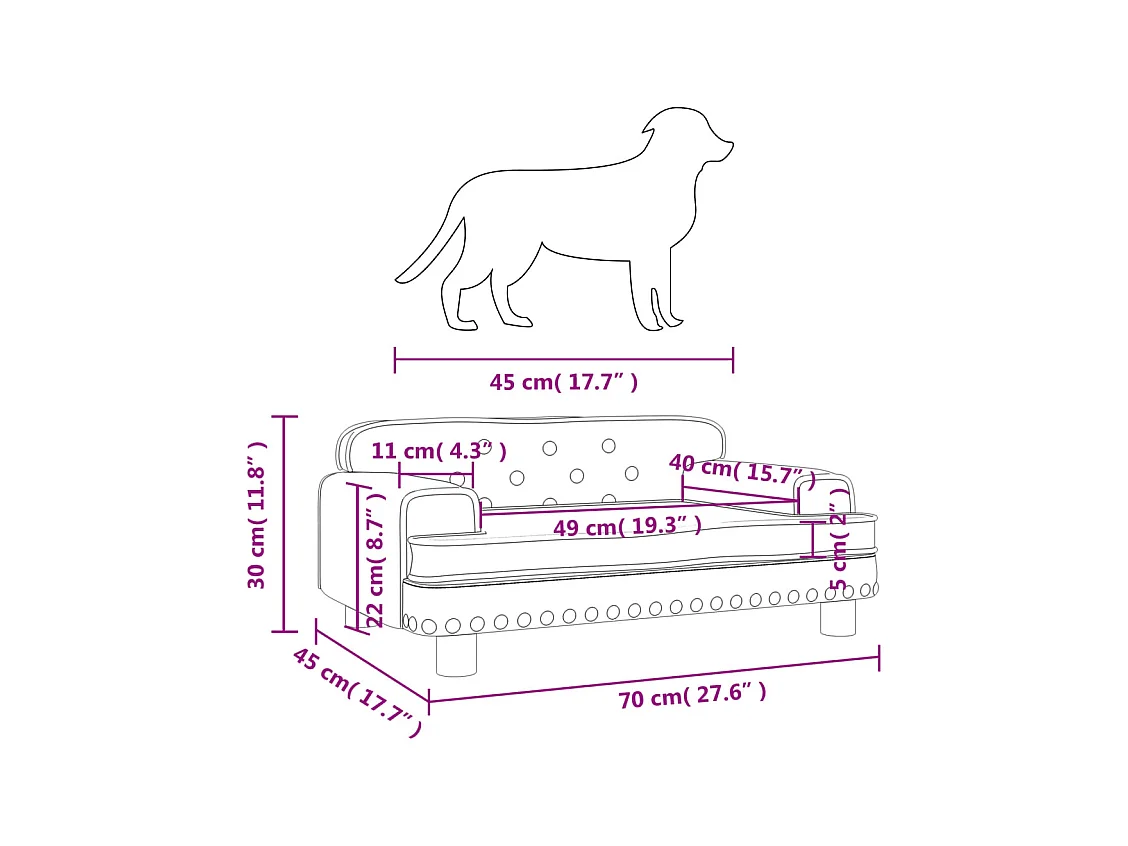Tenzo  Lit pour cen bleu 70x45x30 cm velours