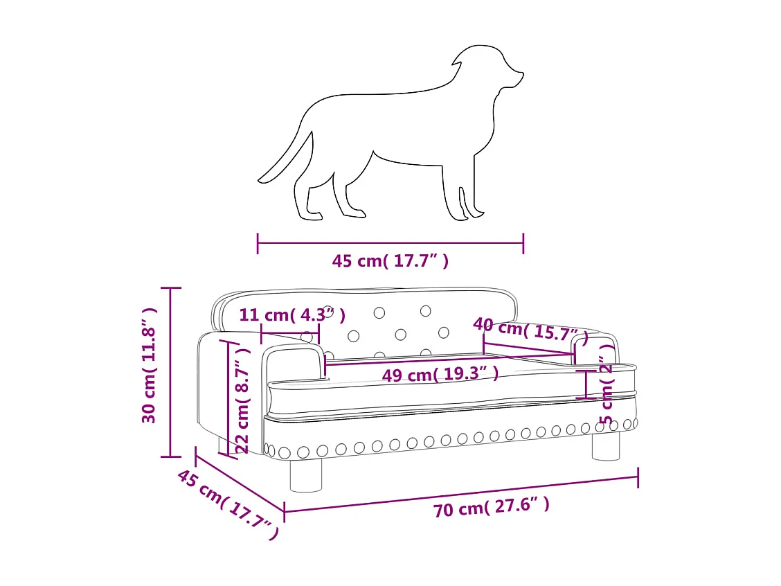 Tenzo  Lit pour cen bleu 70x45x30 cm velours