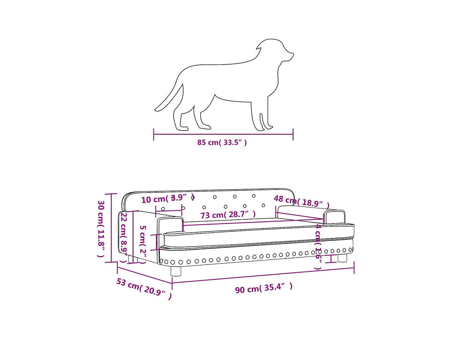 Tenzo  Lit pour cen noir 90x53x30 cm velours