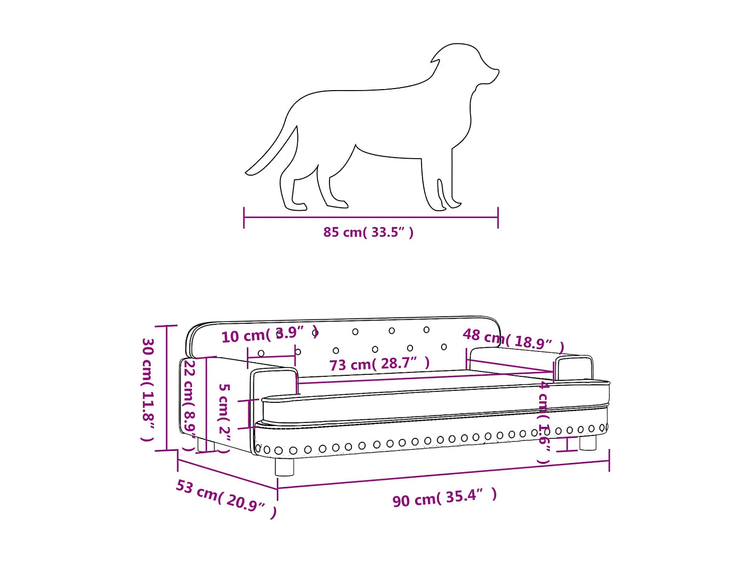 Tenzo  Lit pour cen rose 90x53x30 cm velours