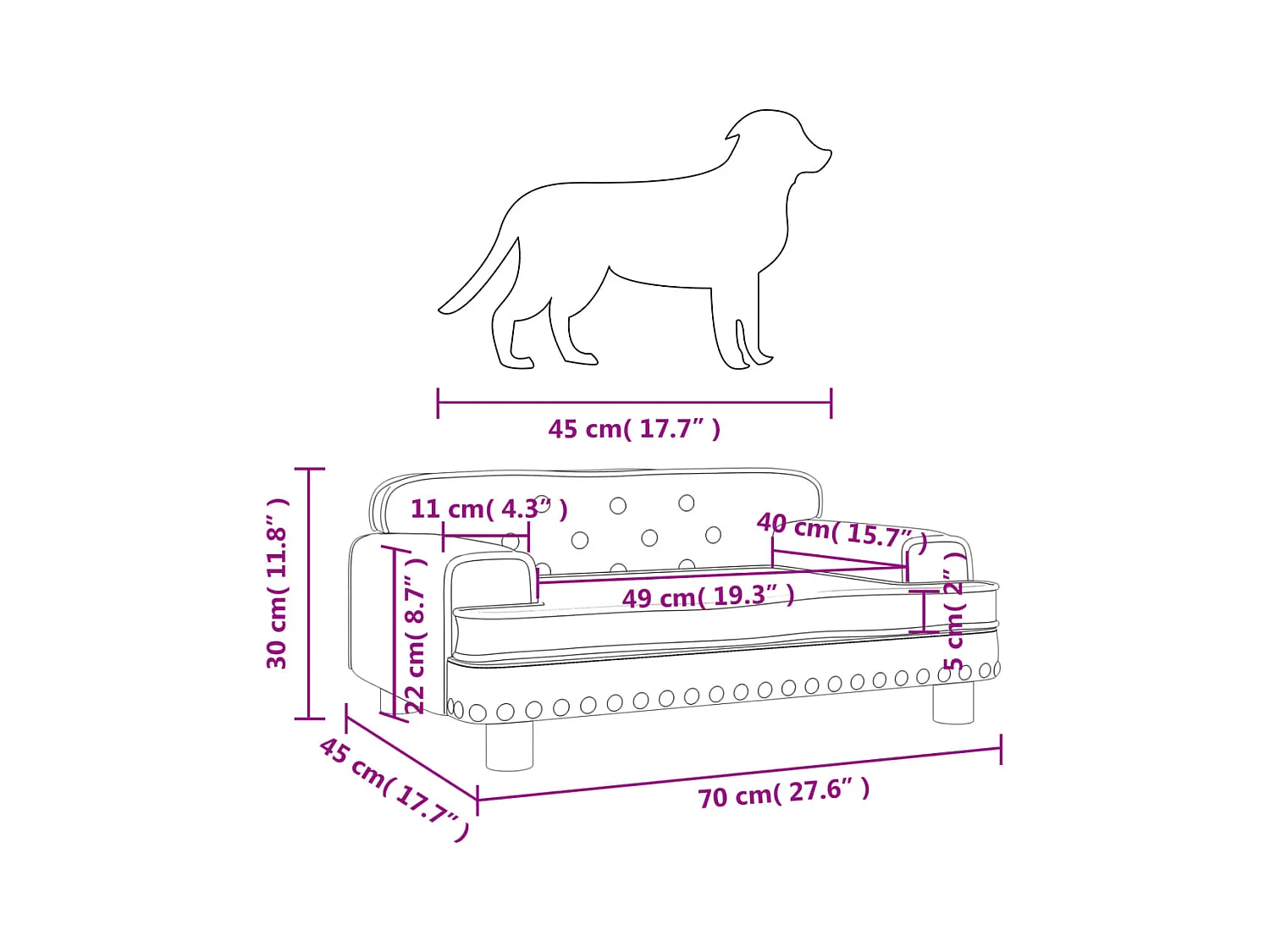 Tenzo  Lit pour cen rose 70x45x30 cm velours