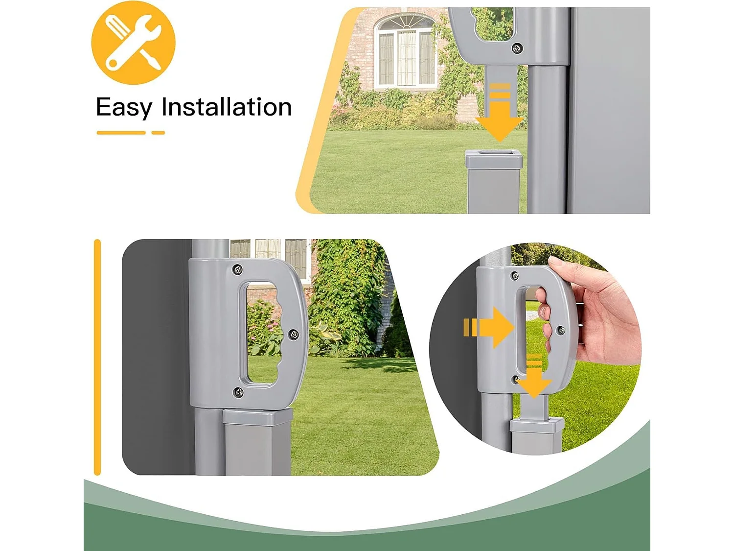 YODOLLA Auvent latéral rétractable 350x160cm extensible, Protection solaire Et intimité imperméable pliable pour jardin balcon terrasse, Gris foncé