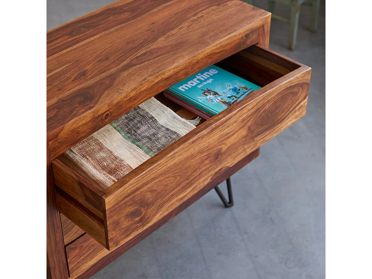 Kinderkommode Bonnie aus Sheesham-Holz, mit 3 Schubladen