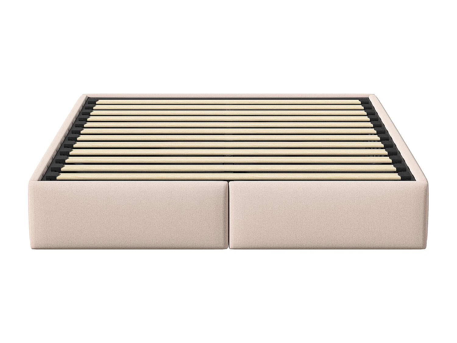 Lit double à plateforme 140 x 200 cm, avec stockage, sans tête de lit, avec sommier à lattes, beige