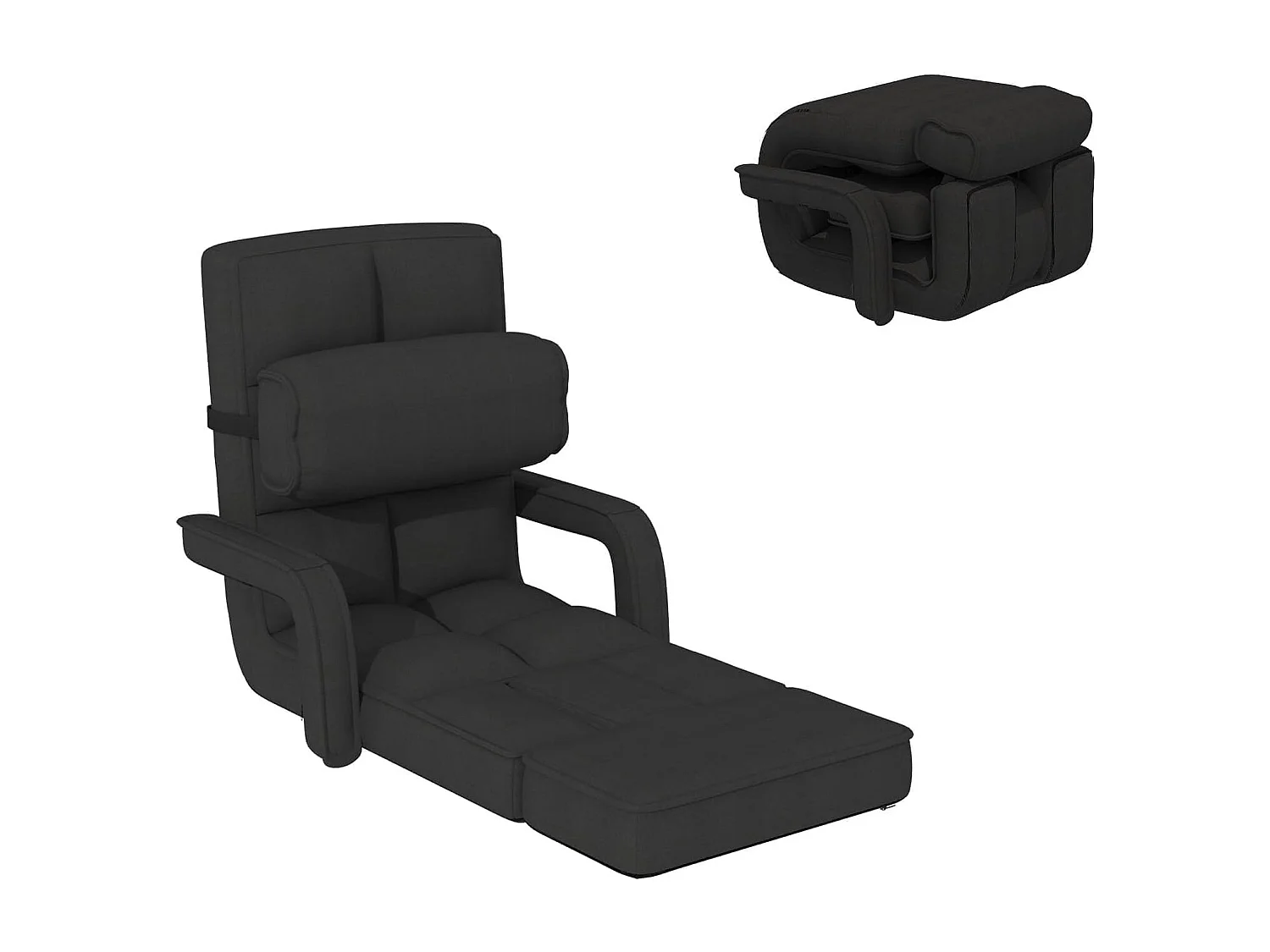 YODOLLA Fauteuil de Sol, Pliable avec coussin & repose-pieds pour chambre, Bureau et maison, Noir