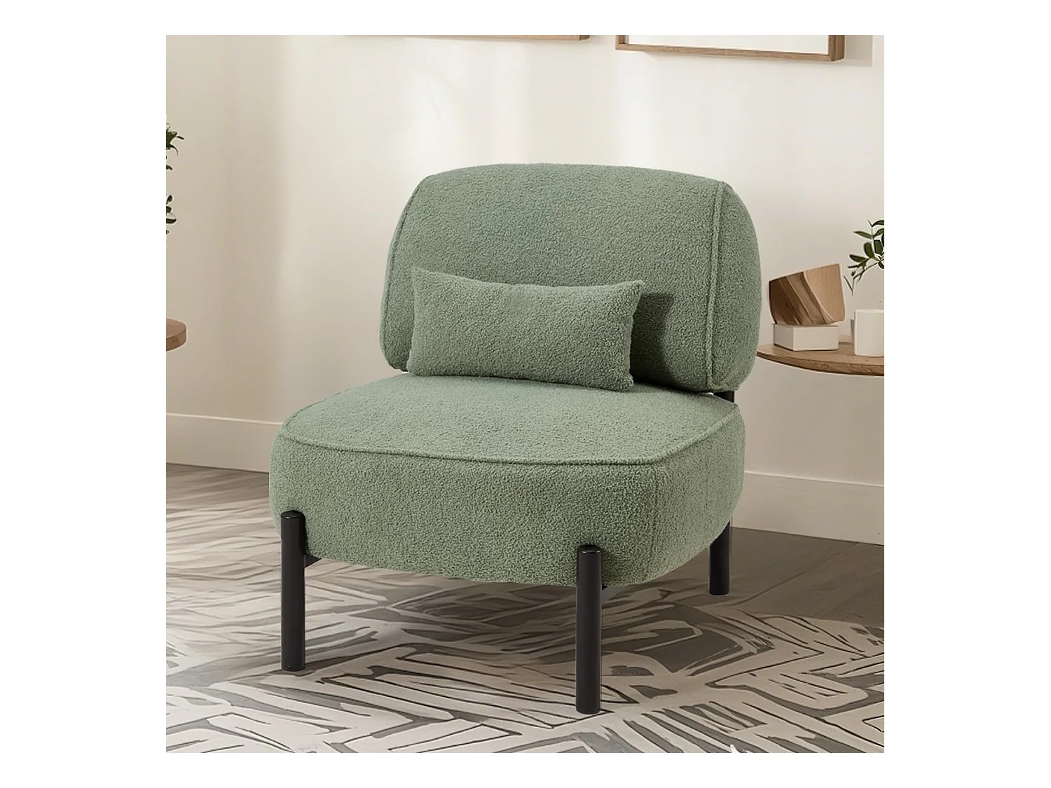 YODOLLA Fauteuil lounge de relaxation, Fauteuil lounge extra-grand rembourré Teddy avec coussins, Fauteuil lecteur confortable pour chambre, Vert