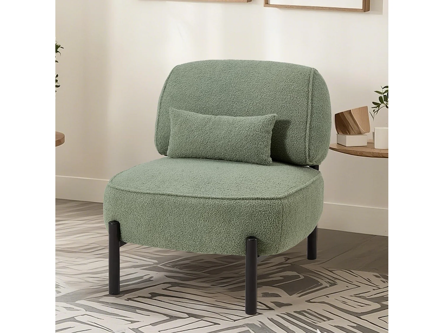 YODOLLA Fauteuil lounge de relaxation, Fauteuil lounge extra-grand rembourré Teddy avec coussins, Fauteuil lecteur confortable pour chambre, Vert