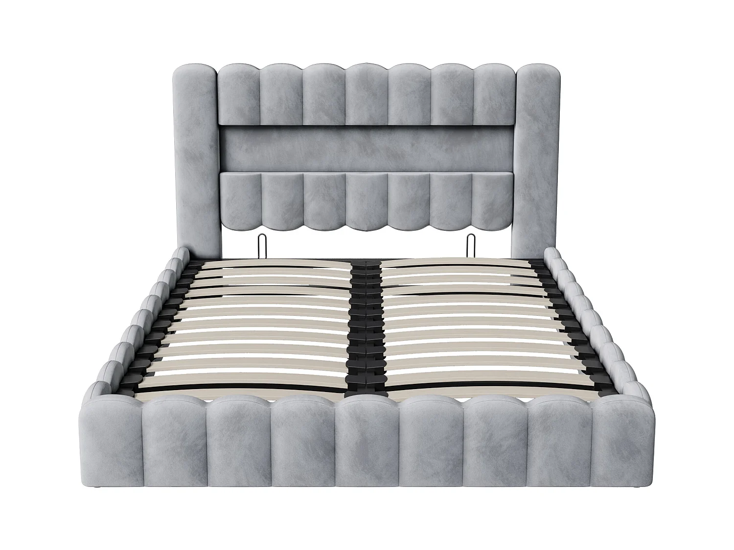 Gestoffeerd tweepersoonsbed, bubbel, 180 x 200 cm, met LED en USB, opbergbed, Grijs