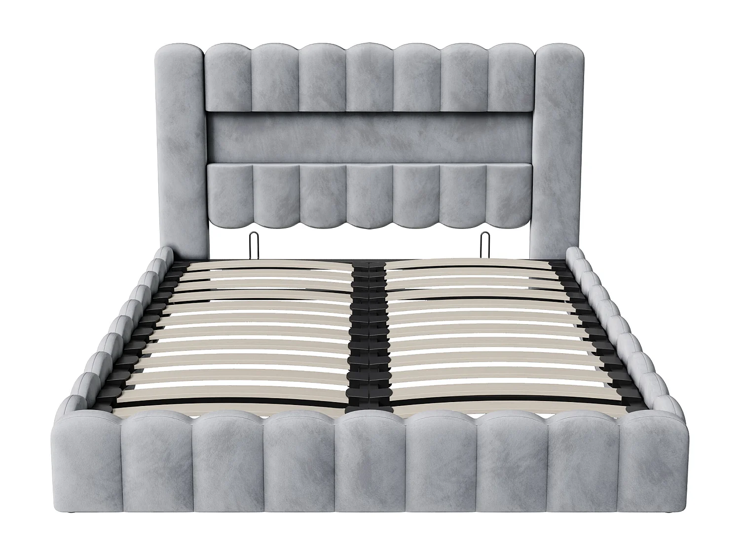 Gestoffeerd tweepersoonsbed, bubbel, 180 x 200 cm, met LED en USB, opbergbed, Grijs