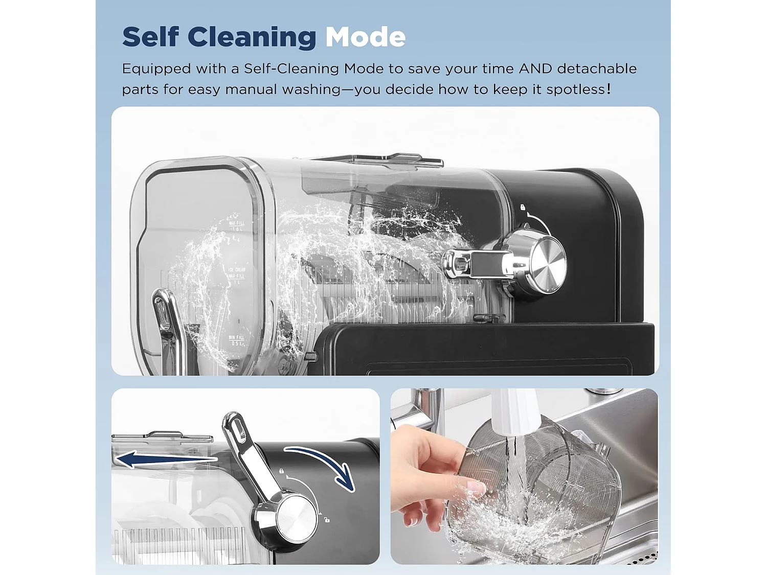 YODOLLA Machine à Granité 2,6L 7-en-1 Pour cocktails glacés maison, Frappés, Milkshakes & jus congelés avec nettoyage automatique et technologie InstantFreeze