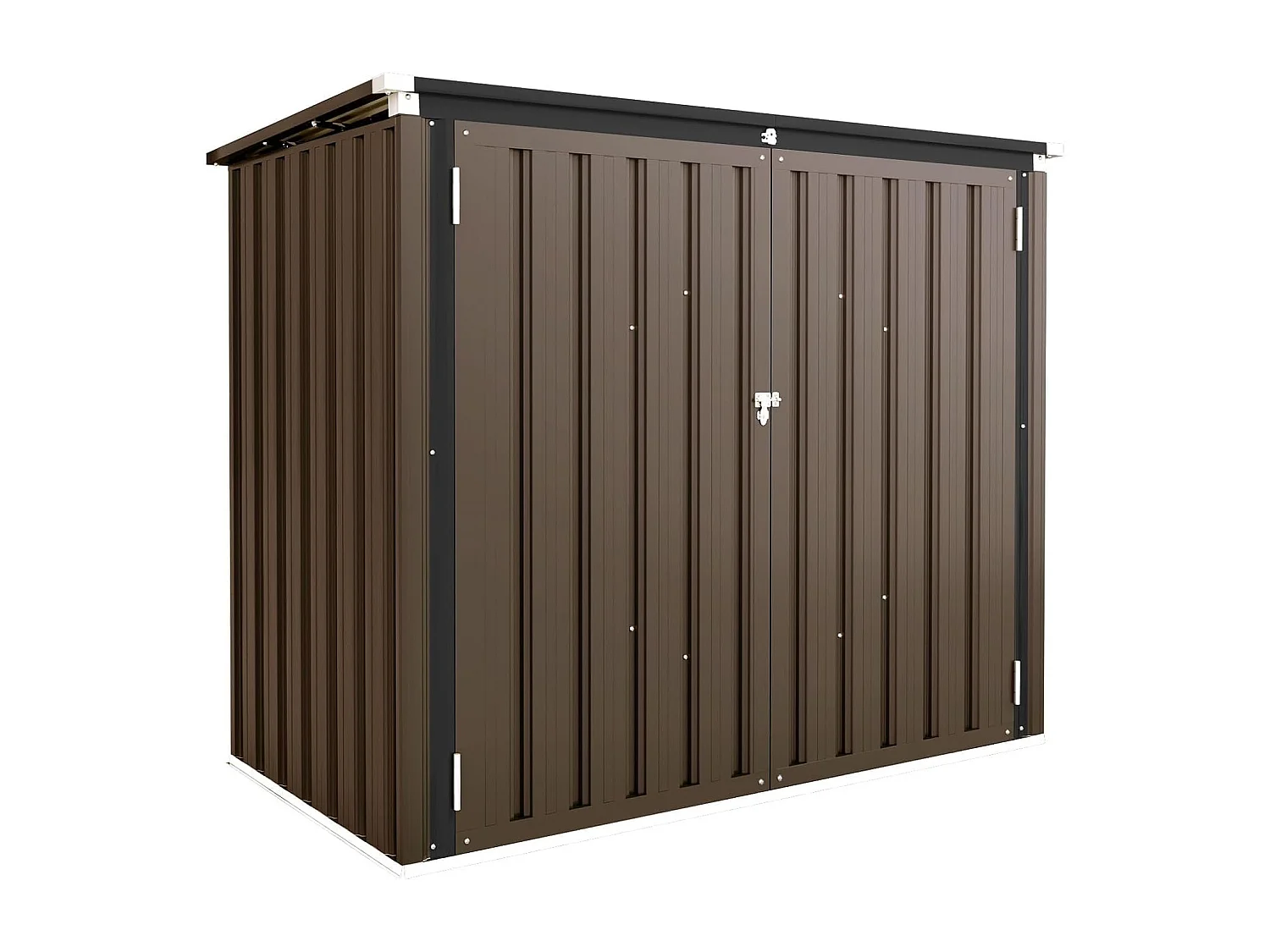 YODOLLA Cache Poubelle Exterieur en Métal, Abri pour 2 Poubelles 240L, Rangement Exterieur pour Outils,Vélo Enfant,150 x 80 x 117.6cm(Brun)