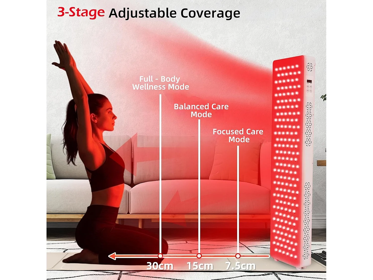 YODOLLA Lampe à lumière rouge Pro180 pour le corps entier, 180 LED avec 5 longueurs d'onde (Infrarouge & Rouge), Plus puissante que les modèles mono-ondes