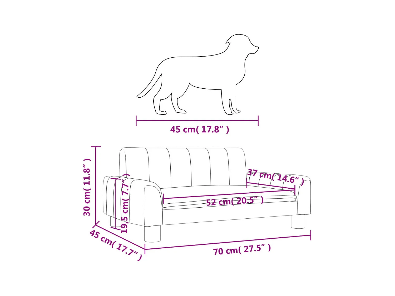 Trent Alan  Lit pour cen marron 70x45x30 cm similicuir