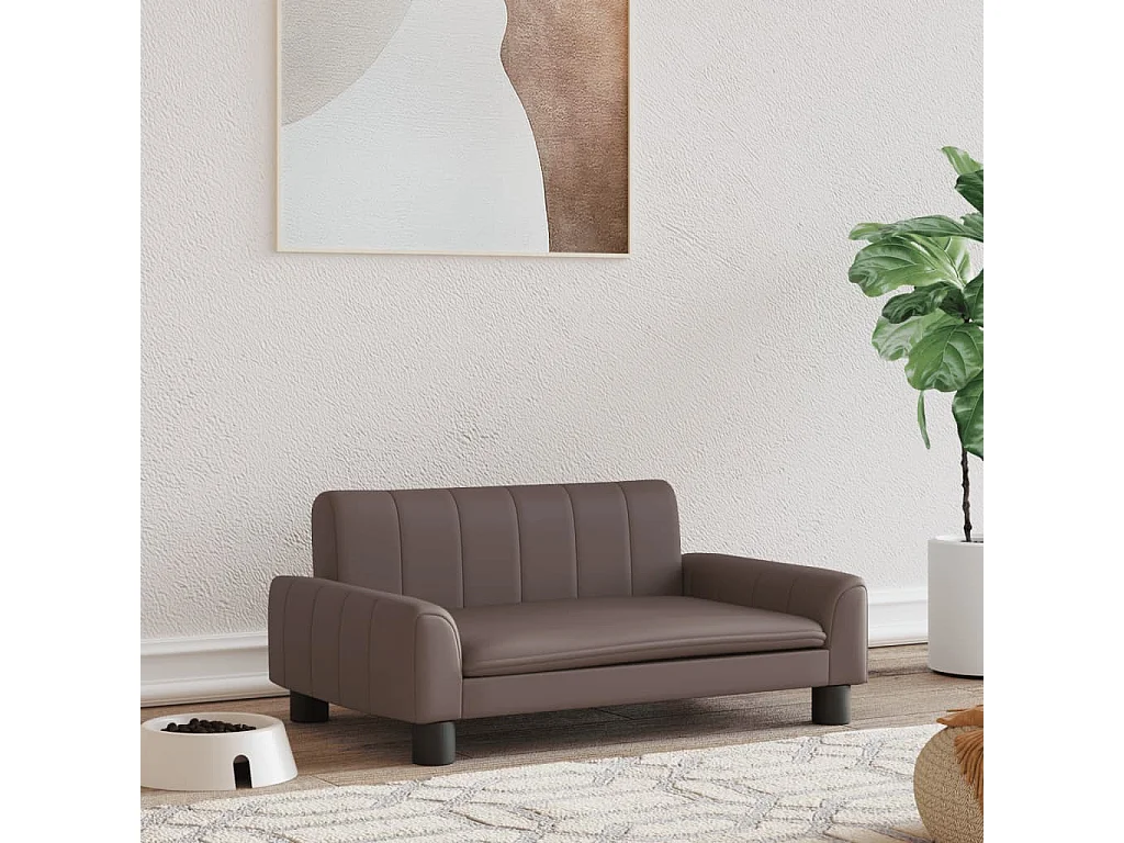 Trent Alan  Cama para perros de cuero sintético marrón 70x45x30 cm