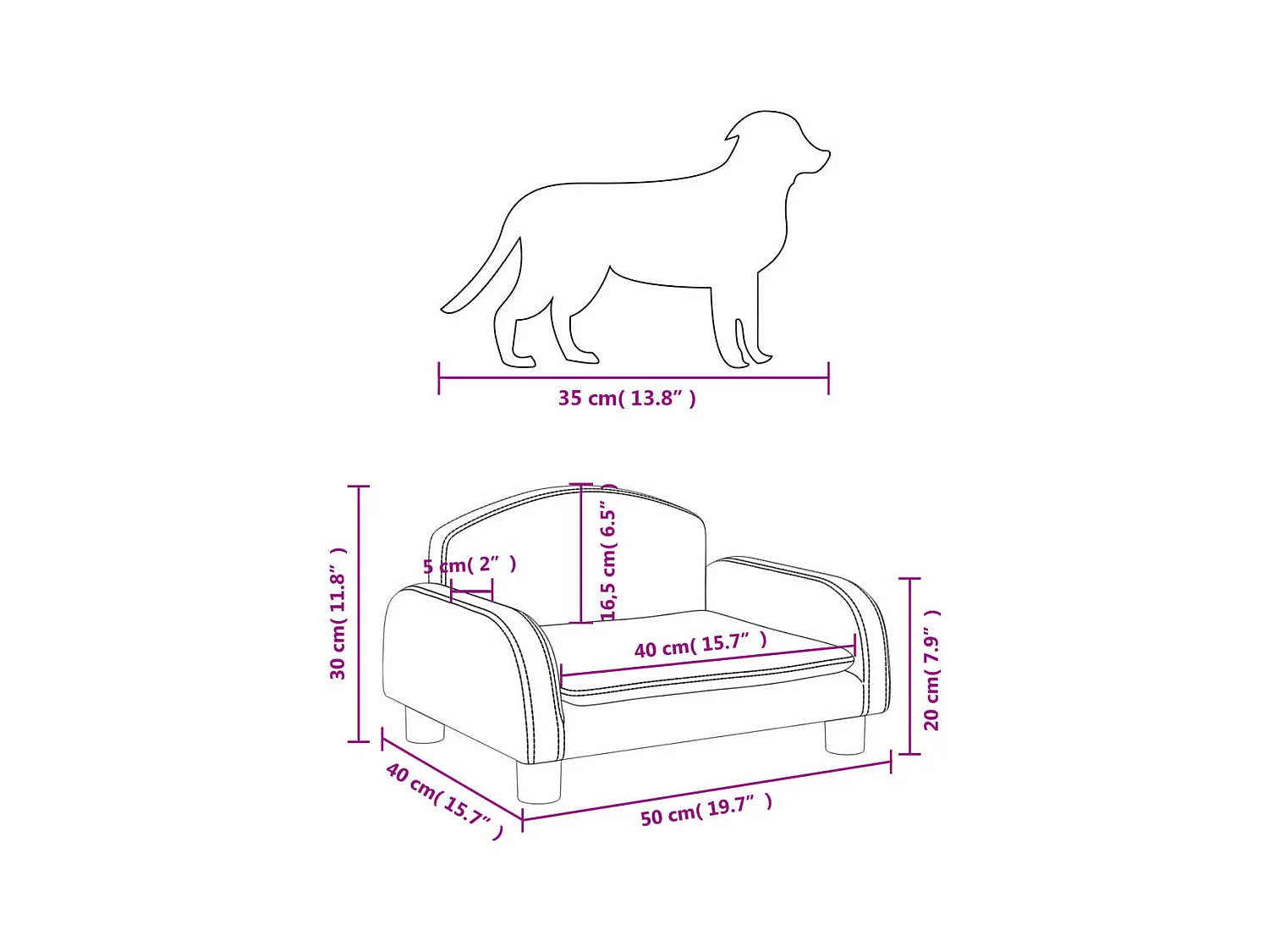 Nezihe  Lit pour cen gris clair 50x40x30 cm tissu