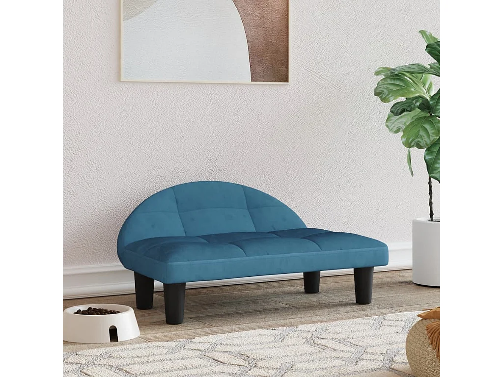 Fort Morgan  Lit pour cen bleu 70x52x30 cm velours