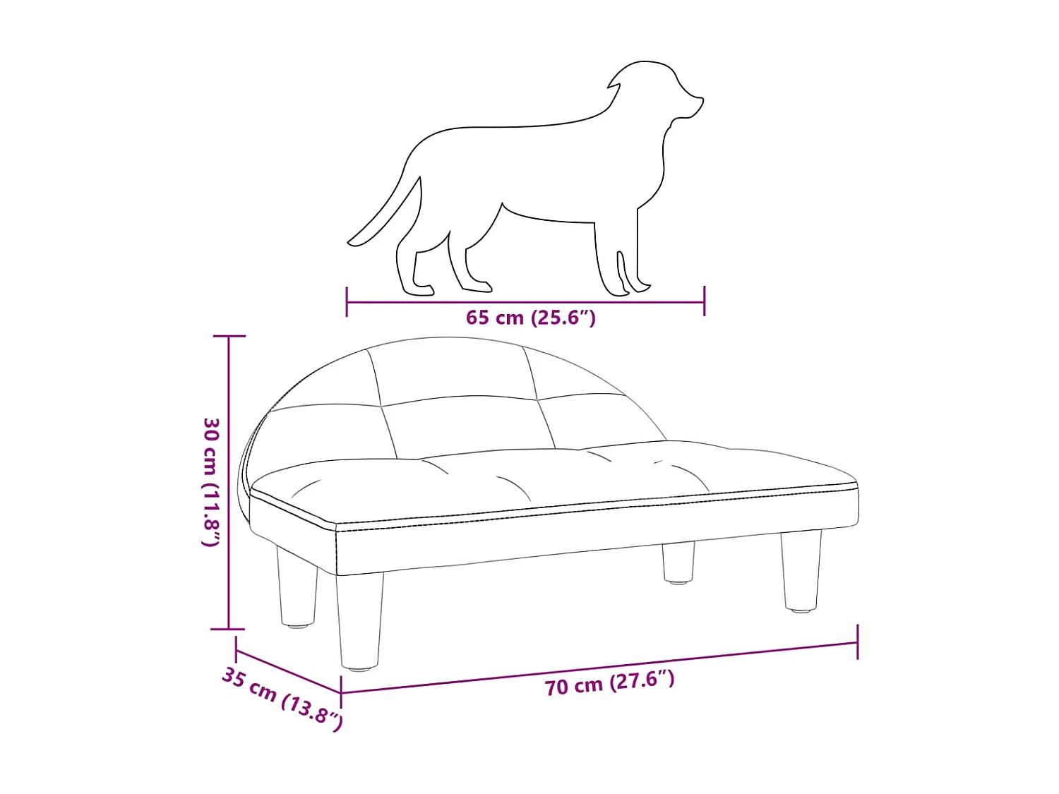 Fort Morgan  Lit pour cen bleu 70x52x30 cm velours