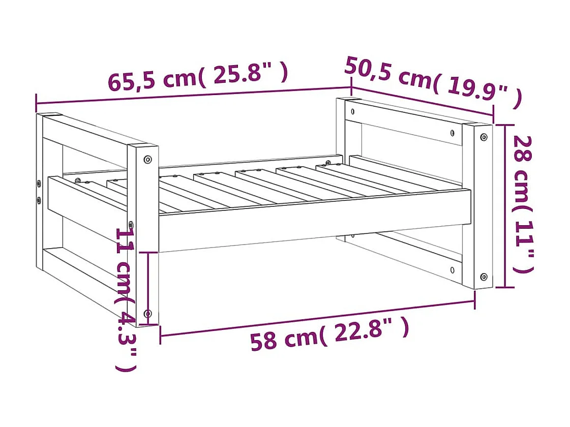 Harelbeke  Lit pour cen Noir 65,5x50,5x28 cm Bois de pin solide