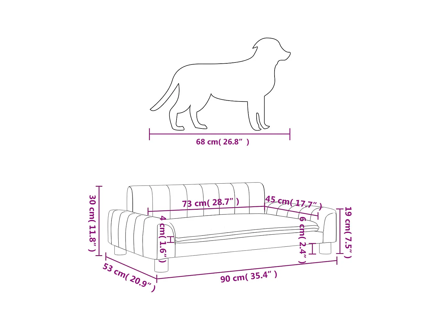 Trent Alan  Lit pour cen marron 90x53x30 cm tissu