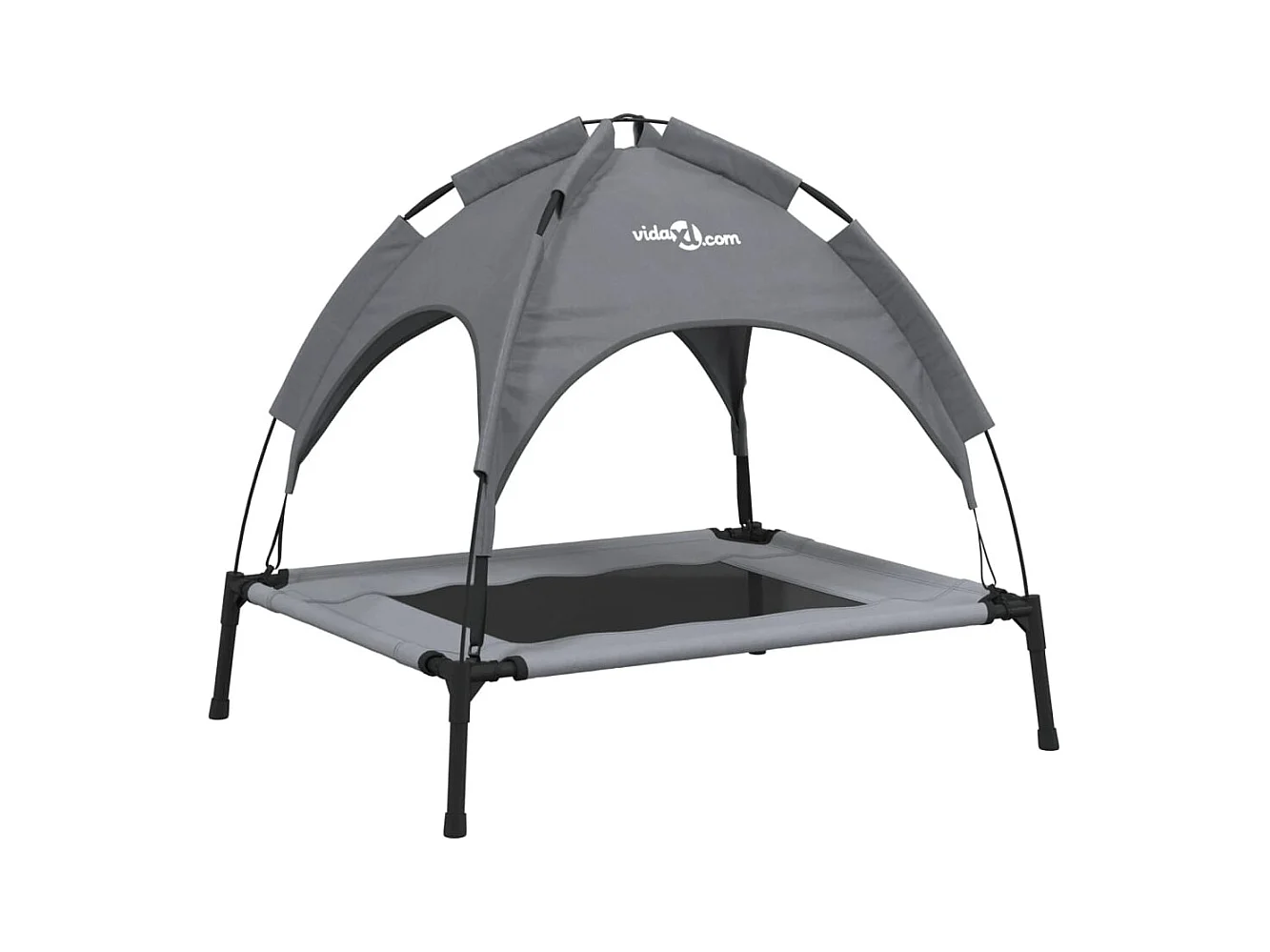 Selvya  Lit pour cen avec auvent anthracite tissu Oxford et acier