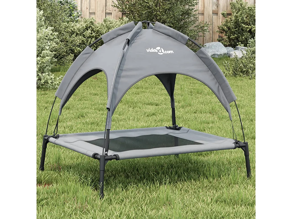 Selvya  Lit pour cen avec auvent anthracite tissu Oxford et acier