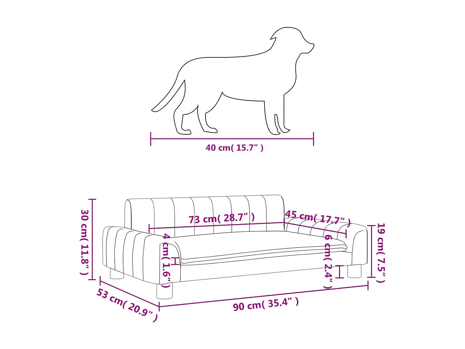 Trent Alan  Lit pour cen noir 90x53x30 cm similicuir